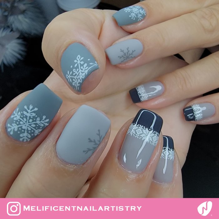 Gray Selburose Winter Nails